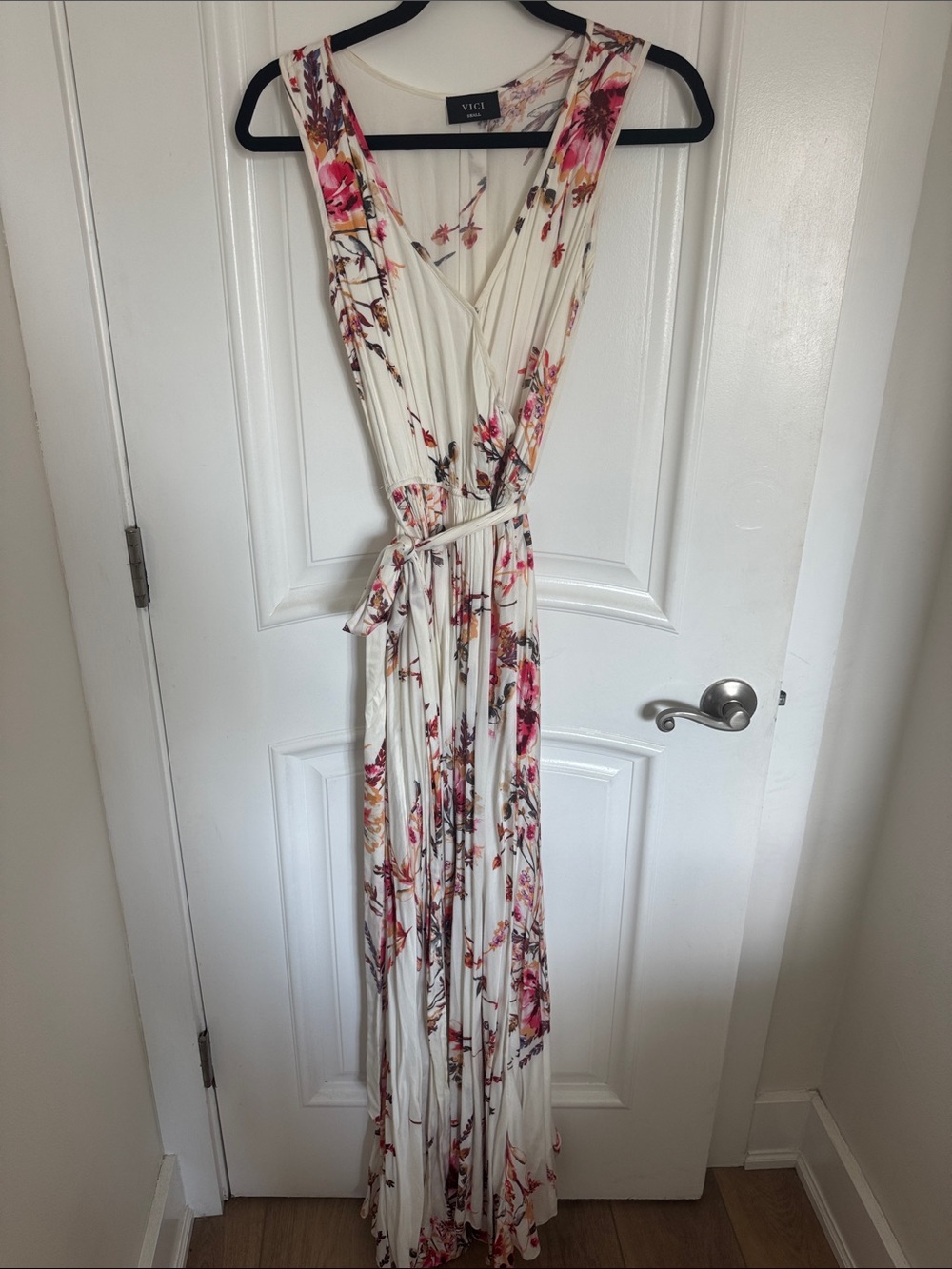 Vici Ivory Maxi Dress with Pink Floral Print